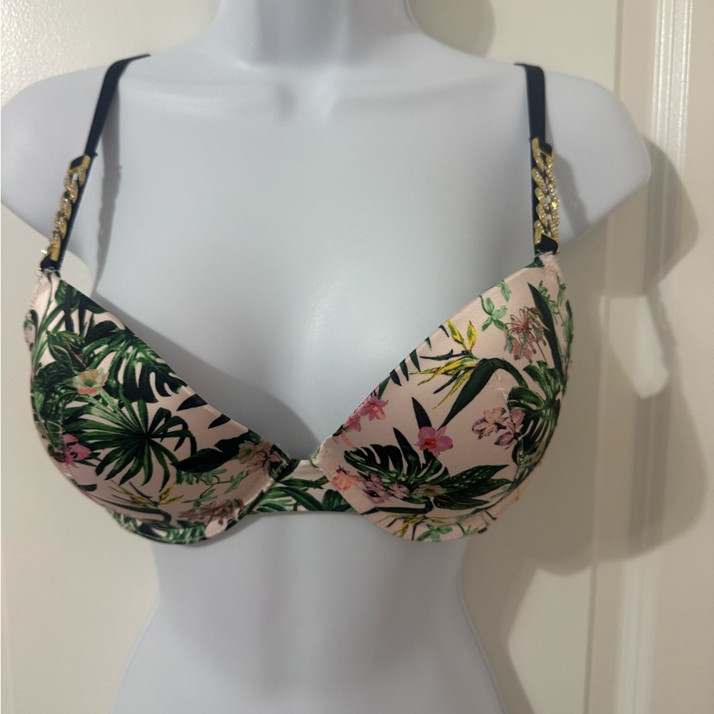 Victoria's Secret Tropical Print Bra - Pink and Green
